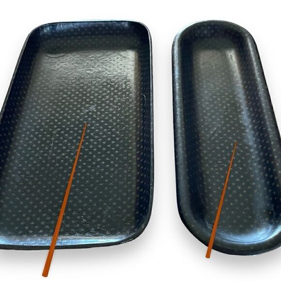 Vintage Wood Plastic Polymer Pen Desk Tray Set Black Gold Starburst Pattern (2) - Picture 15 of 15